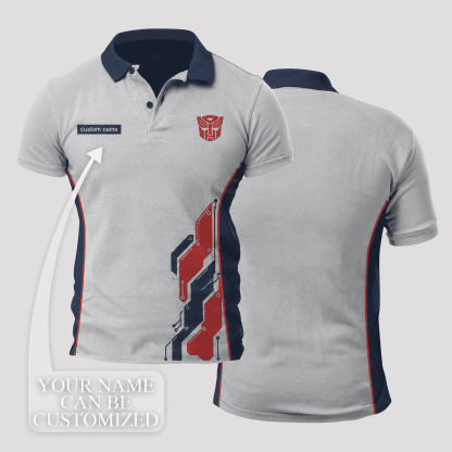 Ratchet Custom Name Silver Gray Navy Red Mechanical Connector Panel Training Polo Shirt