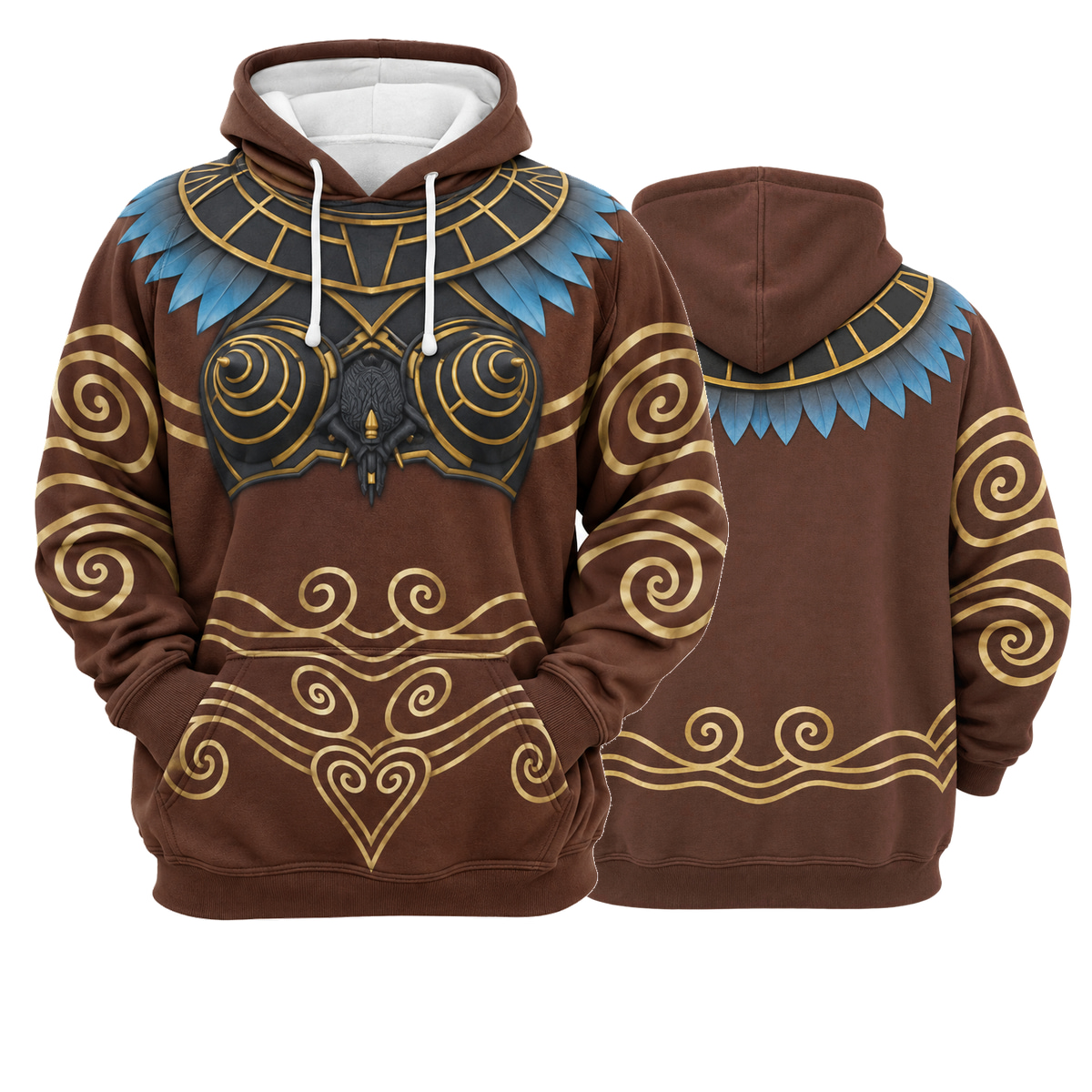 Rita Repulsa Brown Spiral Cosplay Hoodie - front and back views
