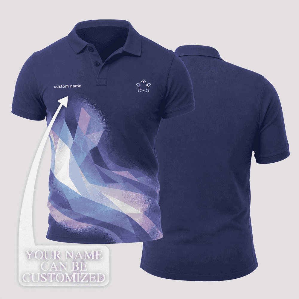 Rose Quartz Deep Indigo Cyan Lavender Refracted Aurora Flow Polo Shirt