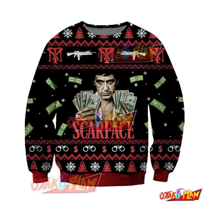 Scarface 3D Print Ugly Christmas Sweatshirt V2-otakuplan
