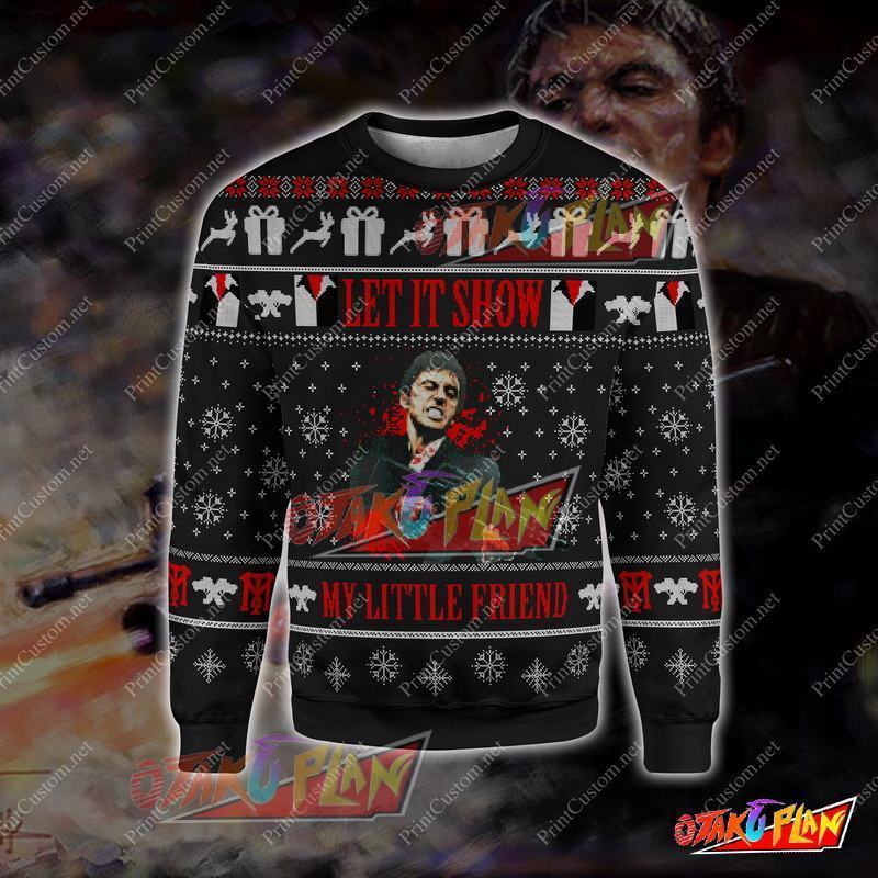 Scarface Let It Show 3D Print Ugly Christmas Sweatshirt-otakuplan