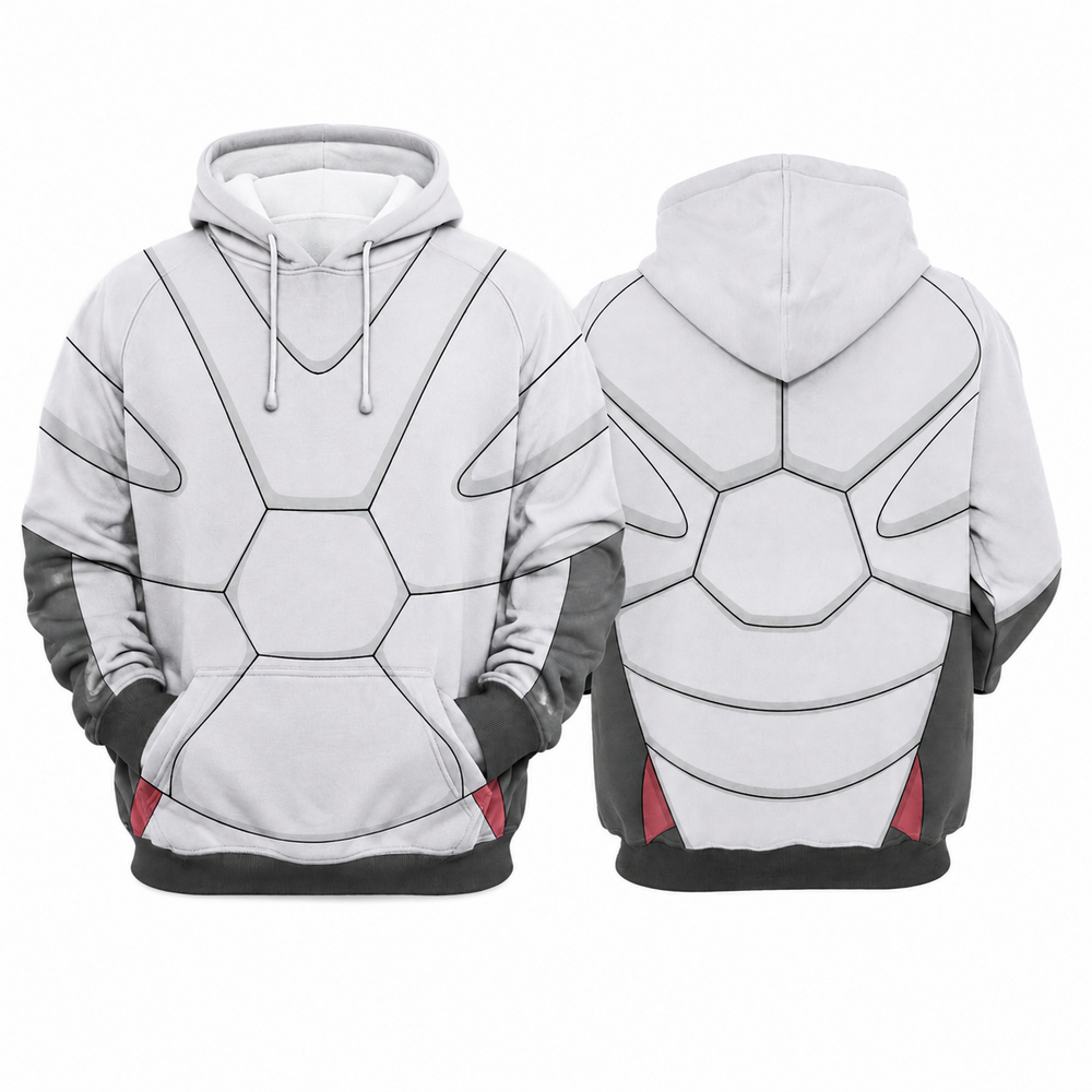 Shelgon Silver Shell Cosplay Hoodie - front and back views