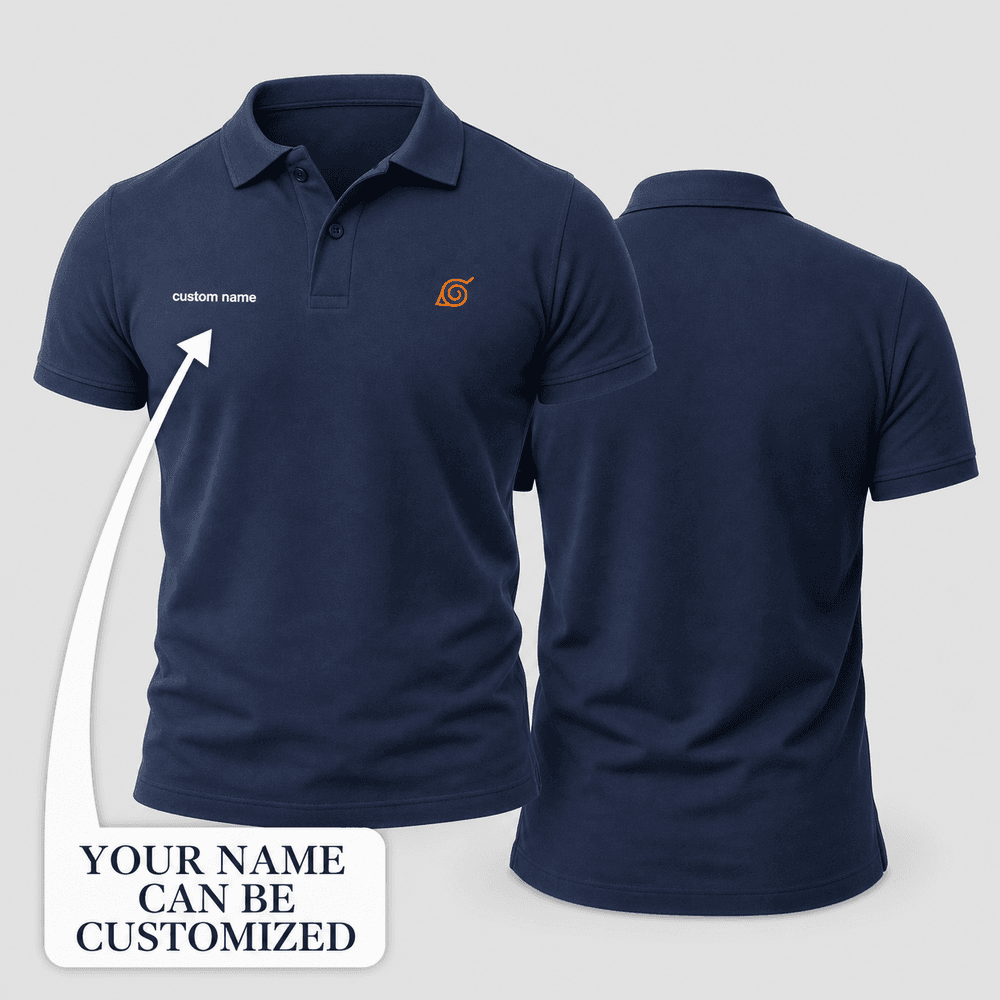Naruto Uzumaki Shinobi Navy Clean Konoha Polo Shirt