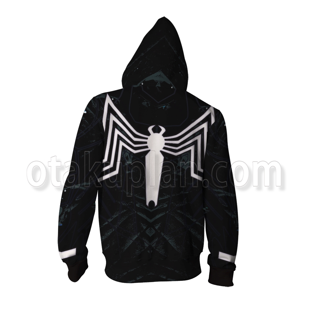 Spider Hero 2 Game Peter Parker Venom Black Suit Cosplay Zip Up