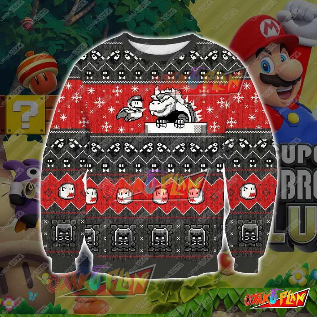 Super Mario 3D Print Ugly Christmas Sweatshirt-otakuplan