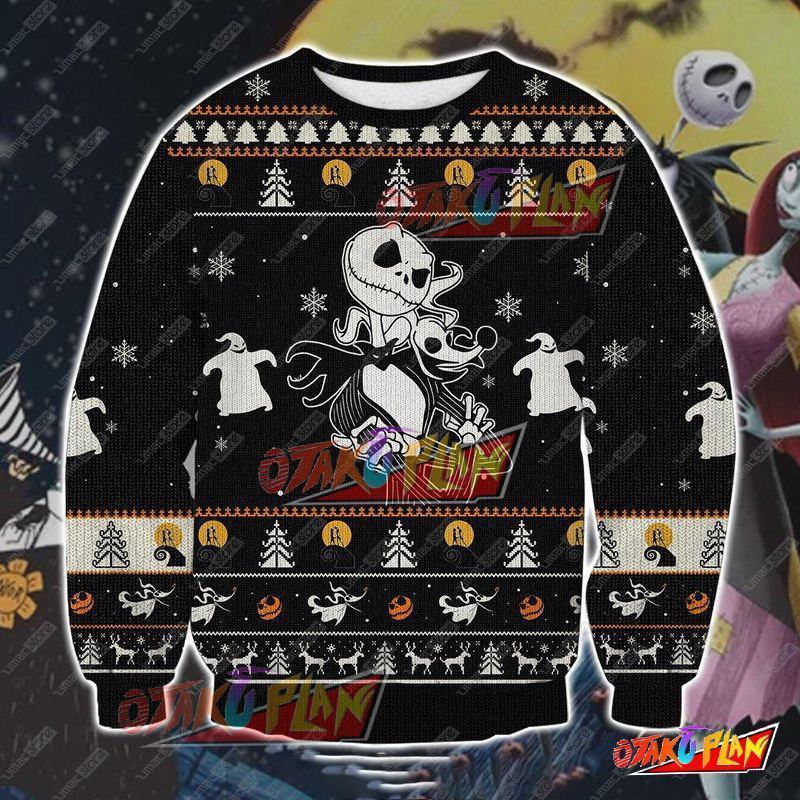 Jack Skellingtop The Nightmare Before Christmas 3D Print Pattern Ugly Christmas Sweatshirt-otakuplan