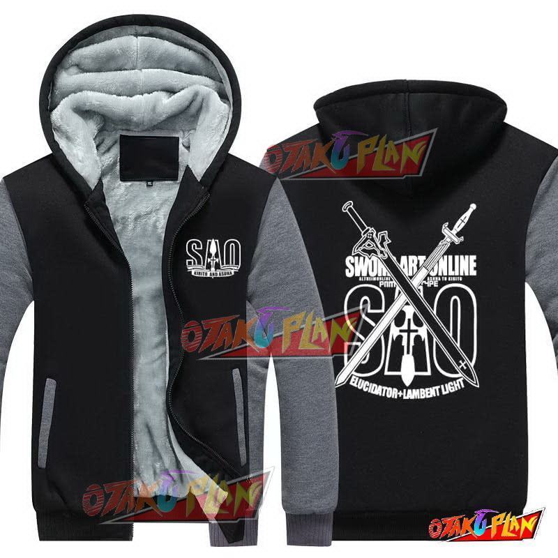 Sword Art Online Elucidator Lambent Light Swords Fleece Winter Jacket-otakuplan