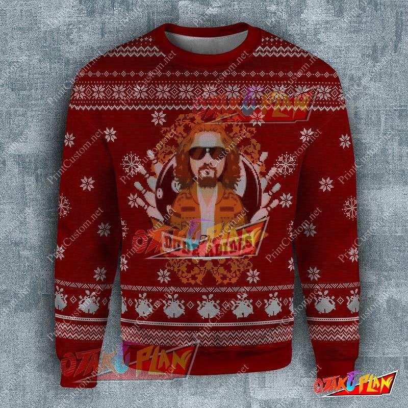 The Big Lebowski Dude Abides 3D Print Ugly Christmas Sweatshirt-otakuplan
