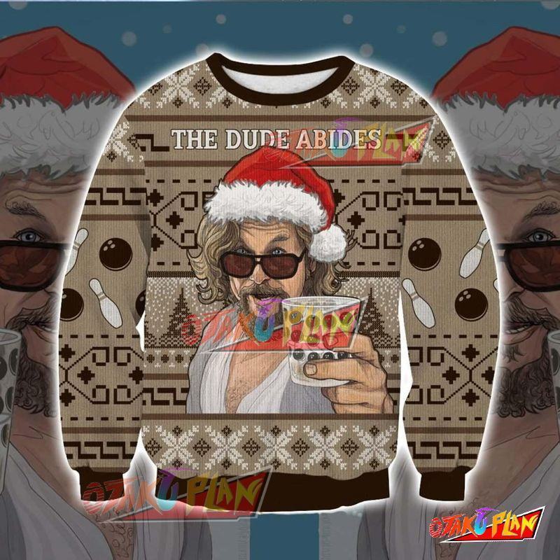 The Big Lebowski The Dude Abides 3D Print Pattern Ugly Christmas Sweatshirt-otakuplan