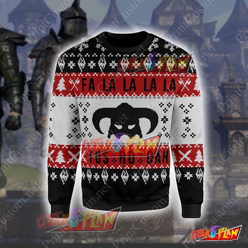 The Elder Scrolls Fa La La 3D Print Ugly Christmas Sweatshirt-otakuplan