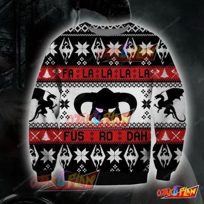 The Elder Scrolls Knitting Pattern 3D Print Ugly Christmas Sweatshirt-otakuplan