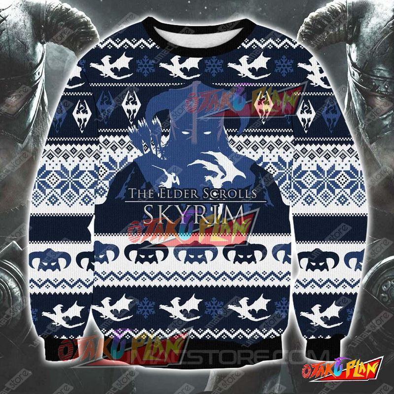 The Elder Scrolls Skyrim 3D Print Ugly Christmas Sweatshirt-otakuplan