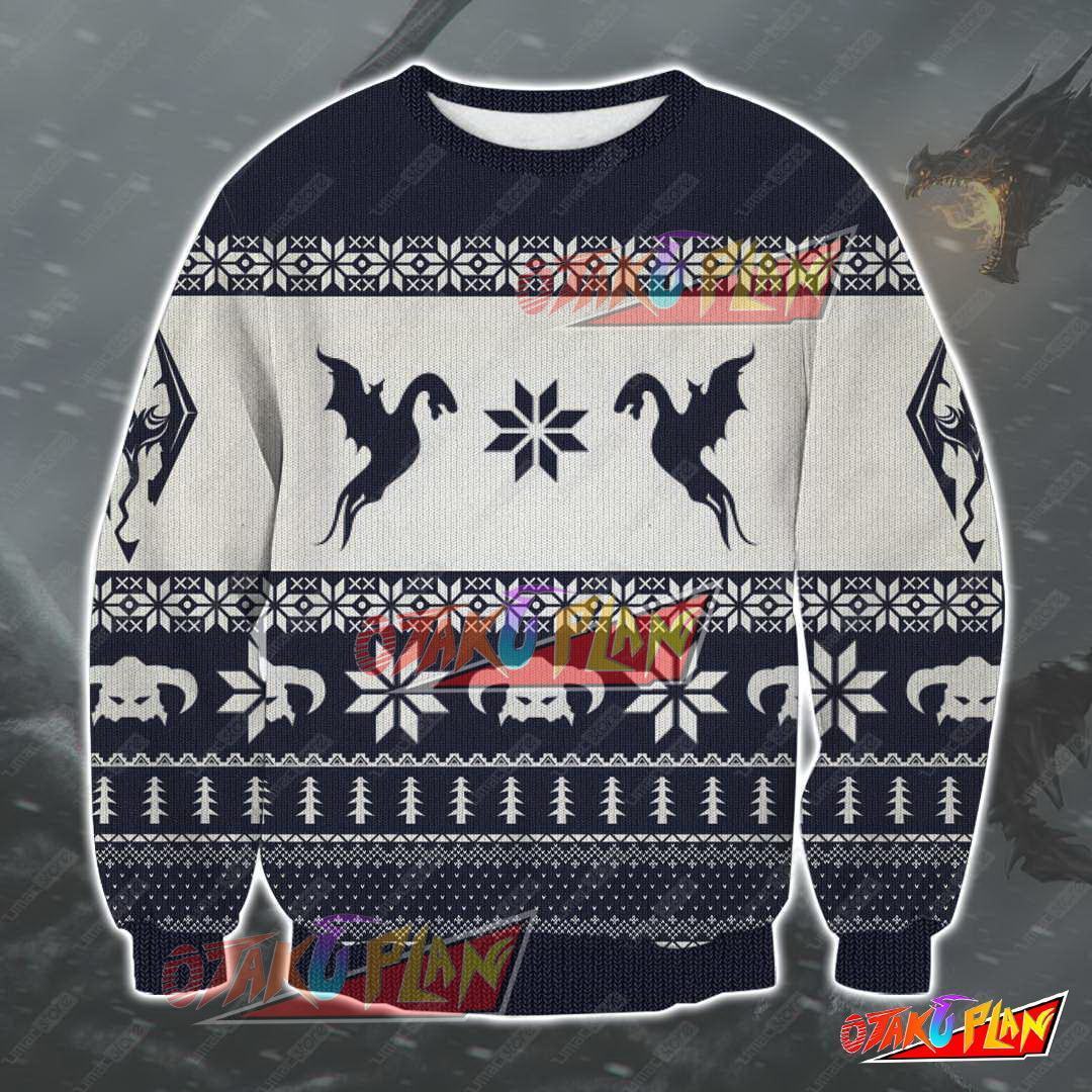 The Elder Scrolls Skyrim 3D Print Ugly Christmas Sweatshirt-otakuplan