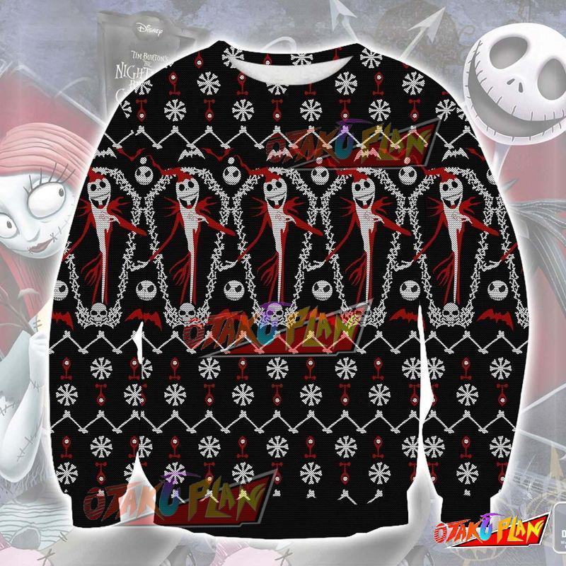 The Nightmare Before Christmas 3D Print Pattern Ugly Christmas Sweatshirt V2-otakuplan