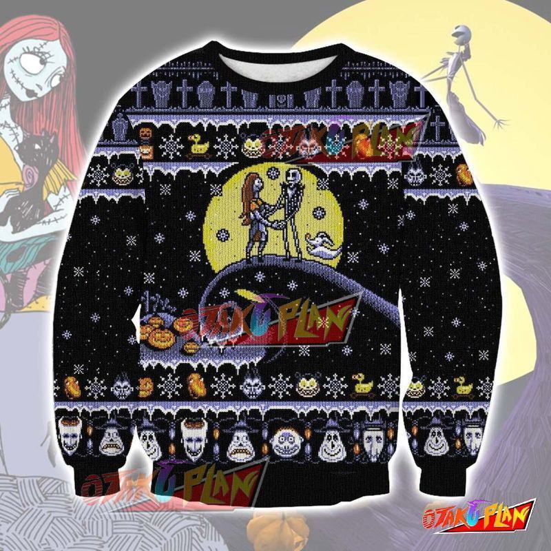 The Nightmare Before Christmas 3D Print Pattern Ugly Christmas Sweatshirt-otakuplan