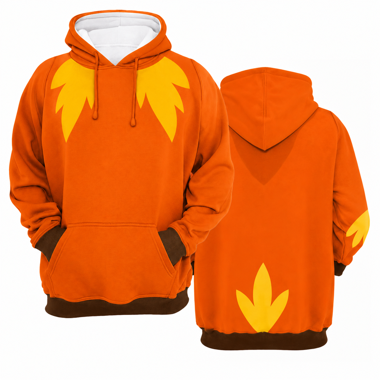 Torchic Orange Feathers Cosplay Hoodie - front and back views