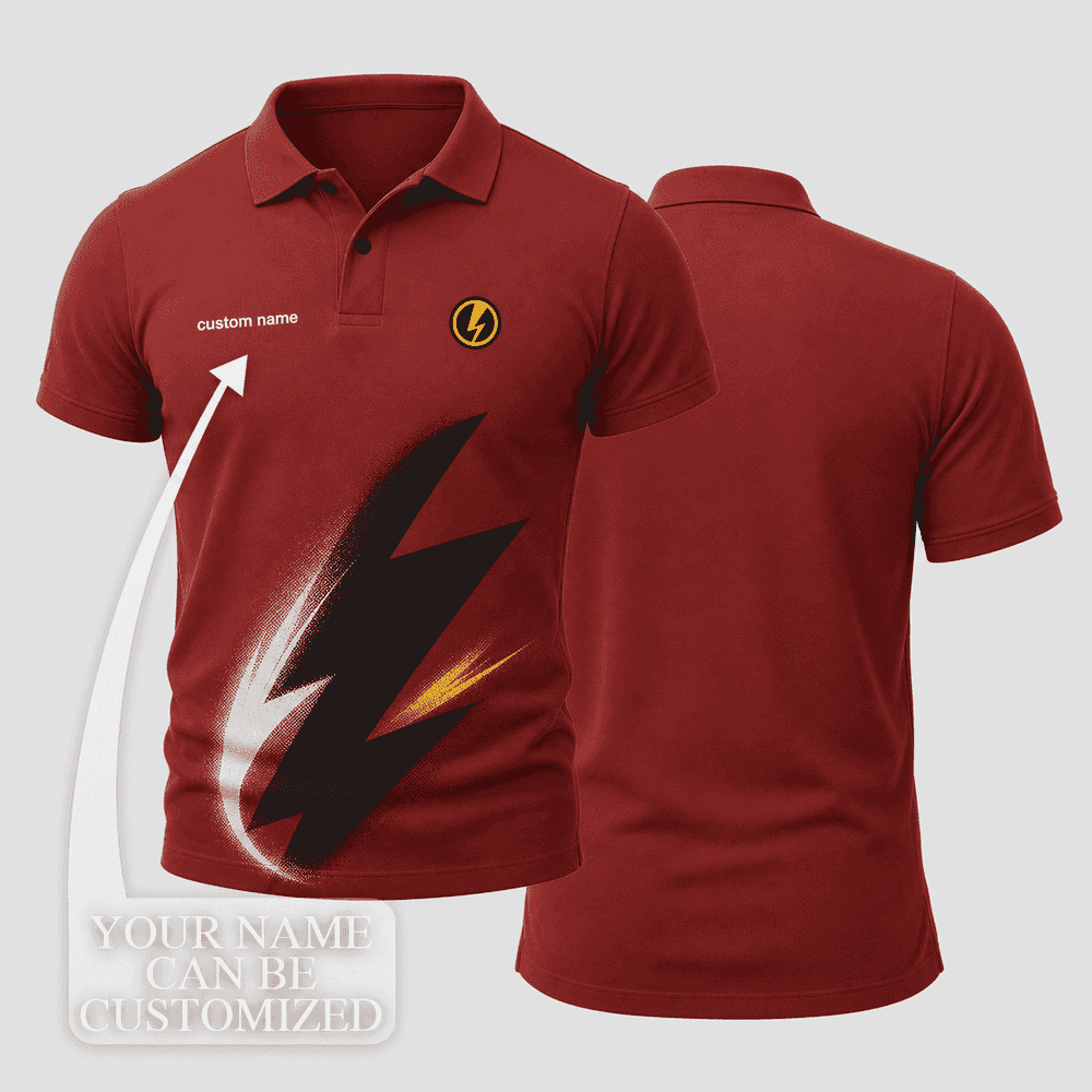 U.S. Agent Muted Brick Red Black Lightning Sweep Polo Shirt
