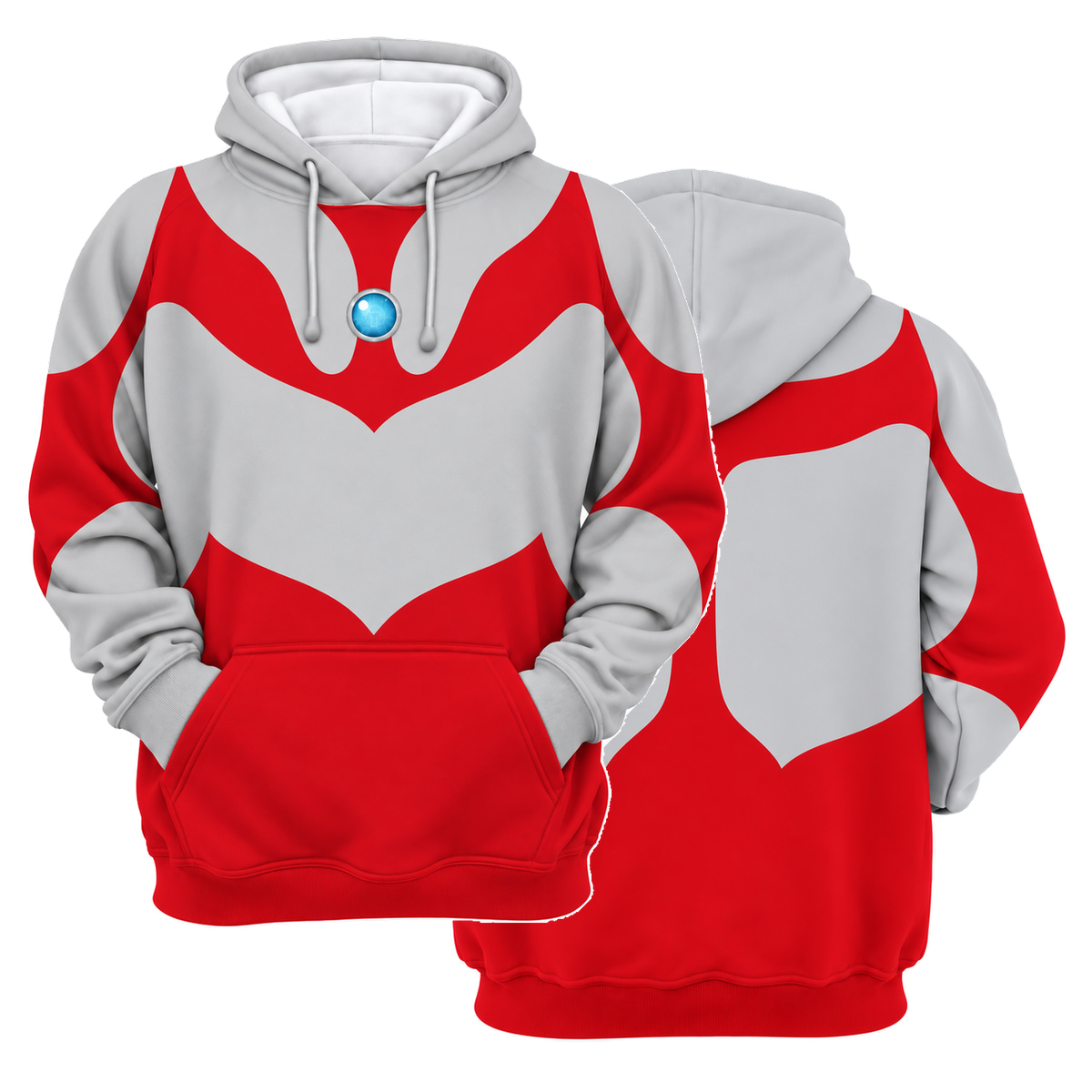Ultraman Silver Timer Cosplay Hoodie - front and back views