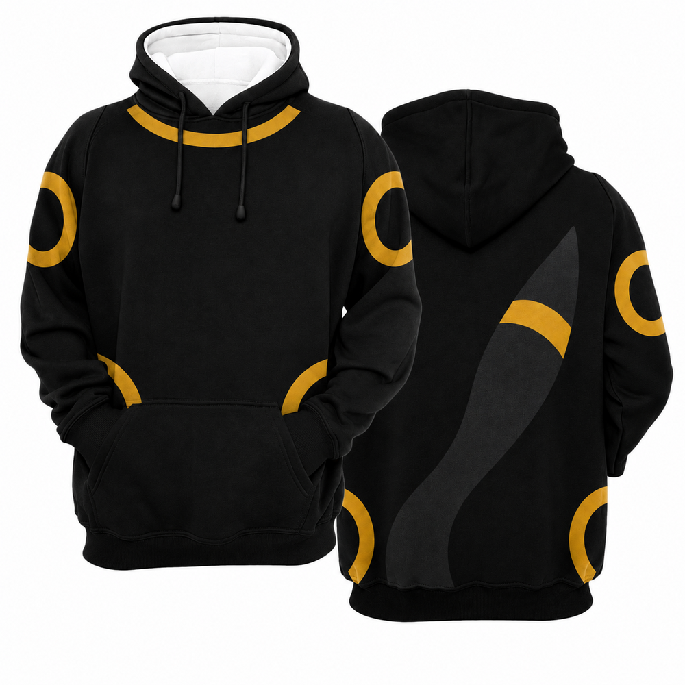 Umbreon Black Rings Cosplay Hoodie - front and back views