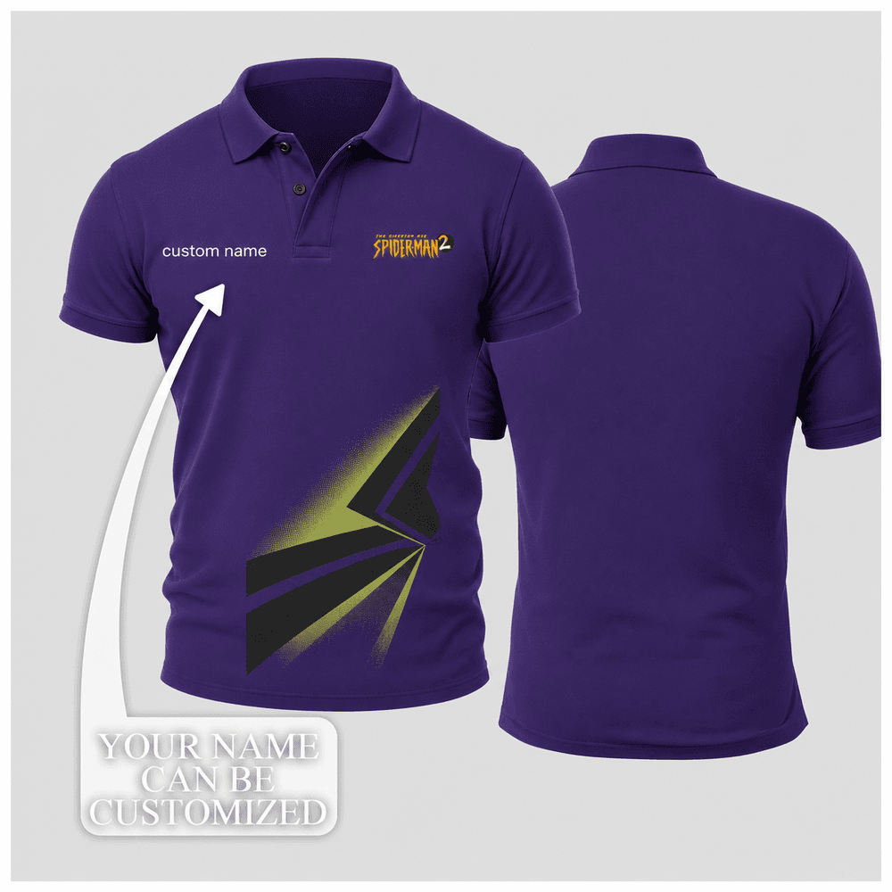 Vulture Royal Purple Black Lime Side Weighted Angular Graphic Polo Shirt