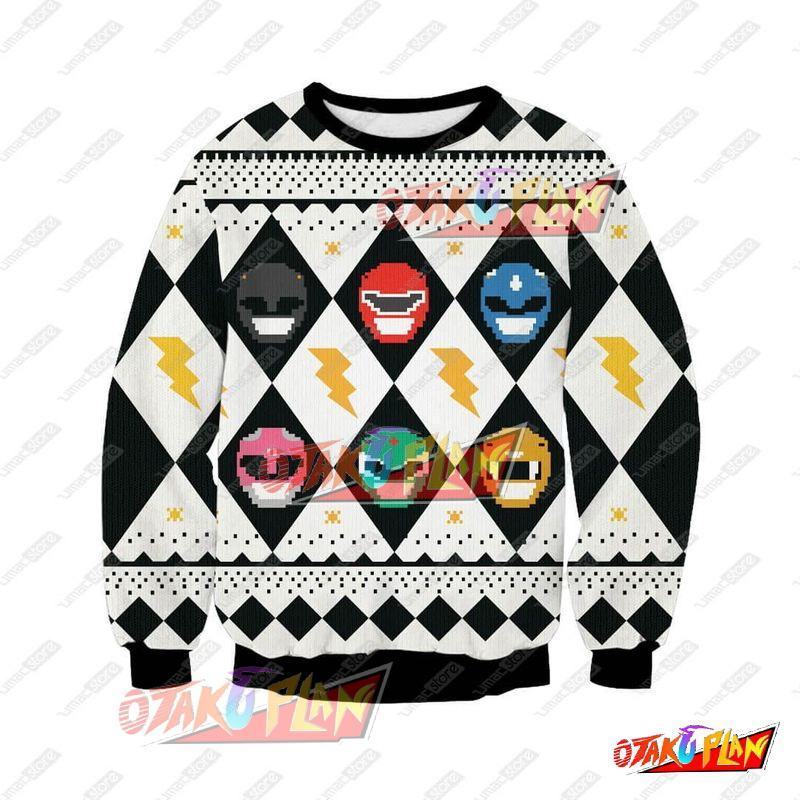 White Ranger Power Rangers 3D Print Ugly Christmas Sweatshirt-otakuplan
