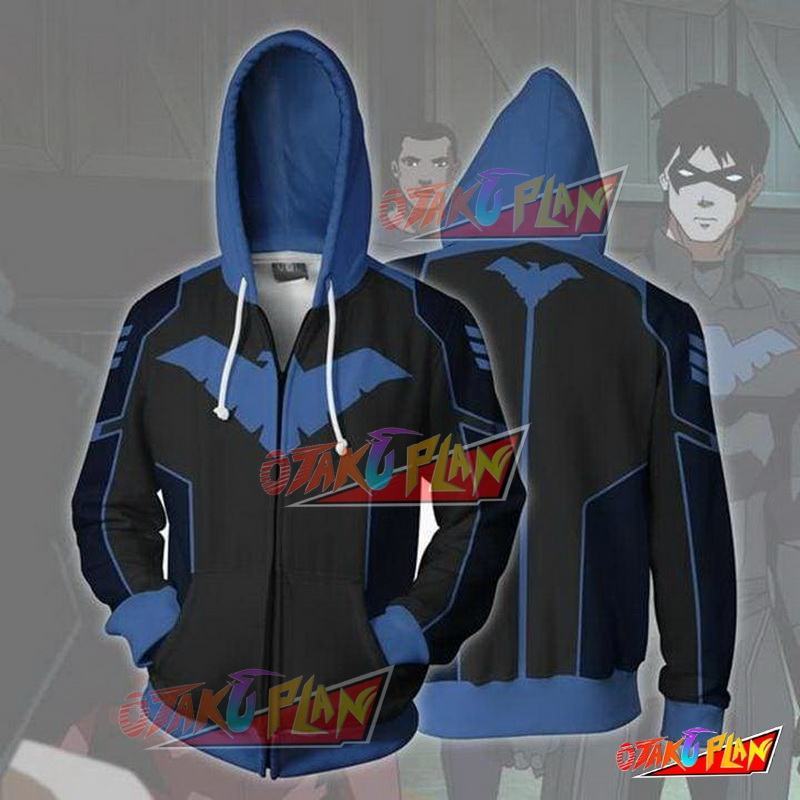 Nightwing Blue Zip Up Hoodie Jacket-otakuplan