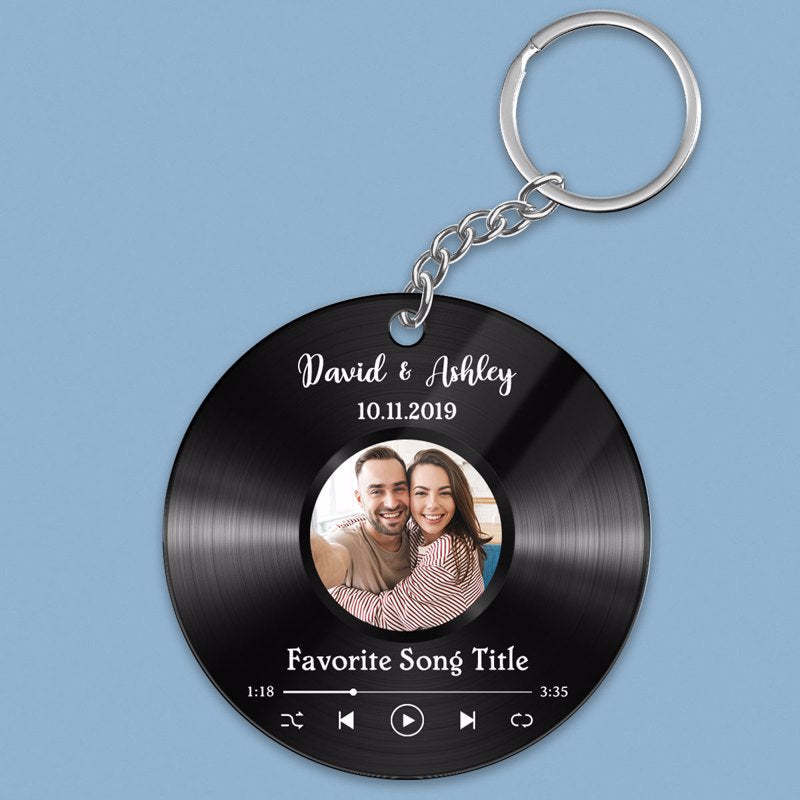Favorite Song Custom Photo Disc  Circle Acrylic Keychain - Keepsake Gift For Couple - Gift For Him - Gift For Her