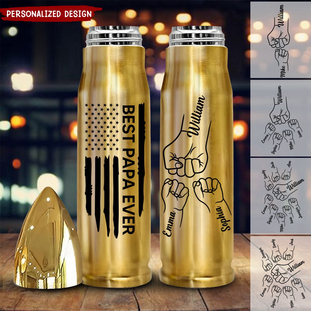 Best Dad Papa Grandpa Ever Fist Bump Outline Nation Flag Father‘s Day Gift For Husband Father Figures  Bullet Tumbler