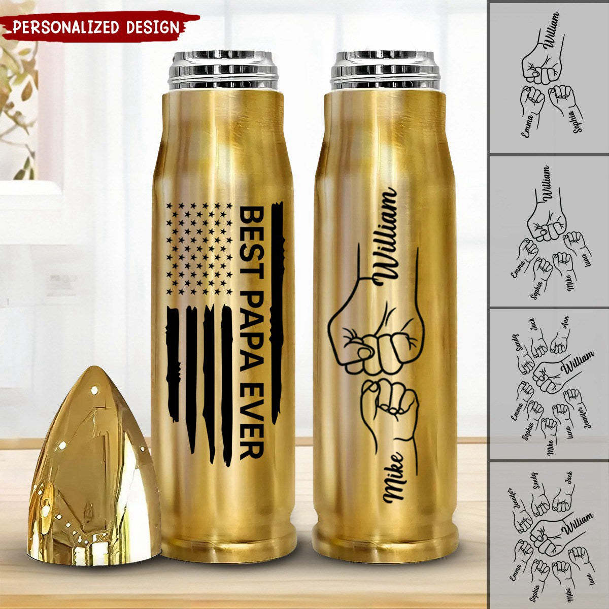 Best Dad Papa Grandpa Ever Fist Bump Outline Nation Flag Father‘s Day Gift For Husband Father Figures  Bullet Tumbler