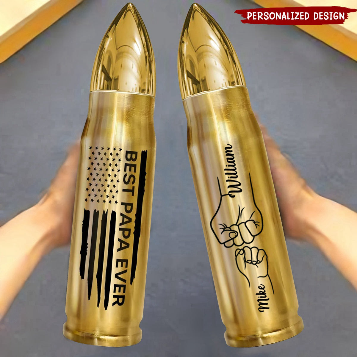 Best Dad Papa Grandpa Ever Fist Bump Outline Nation Flag Father‘s Day Gift For Husband Father Figures  Bullet Tumbler