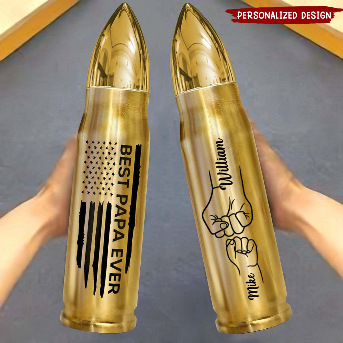 Best Dad Papa Grandpa Ever Fist Bump Outline Nation Flag Father‘s Day Gift For Husband Father Figures  Bullet Tumbler