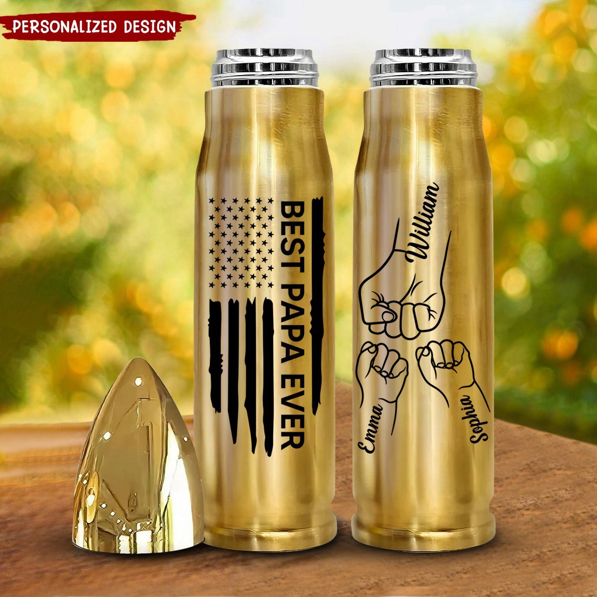 Best Dad Papa Grandpa Ever Fist Bump Outline Nation Flag Father‘s Day Gift For Husband Father Figures  Bullet Tumbler