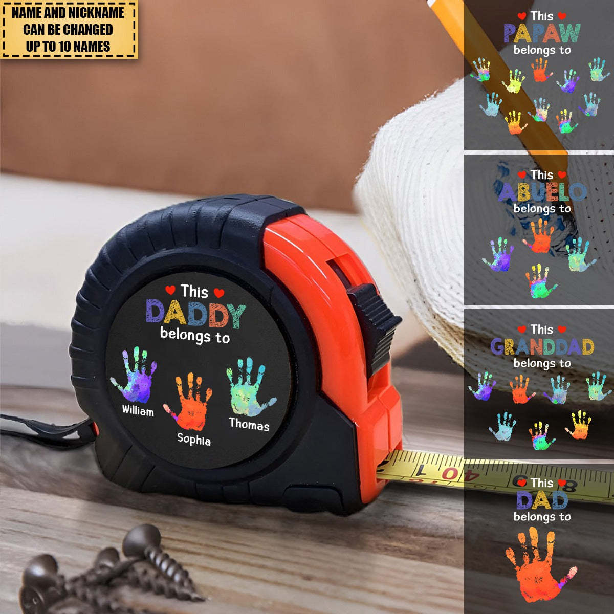 This Grandpa Daddy Belongs To - Gift For Dad, Father, Grandfather -  Tape Measure