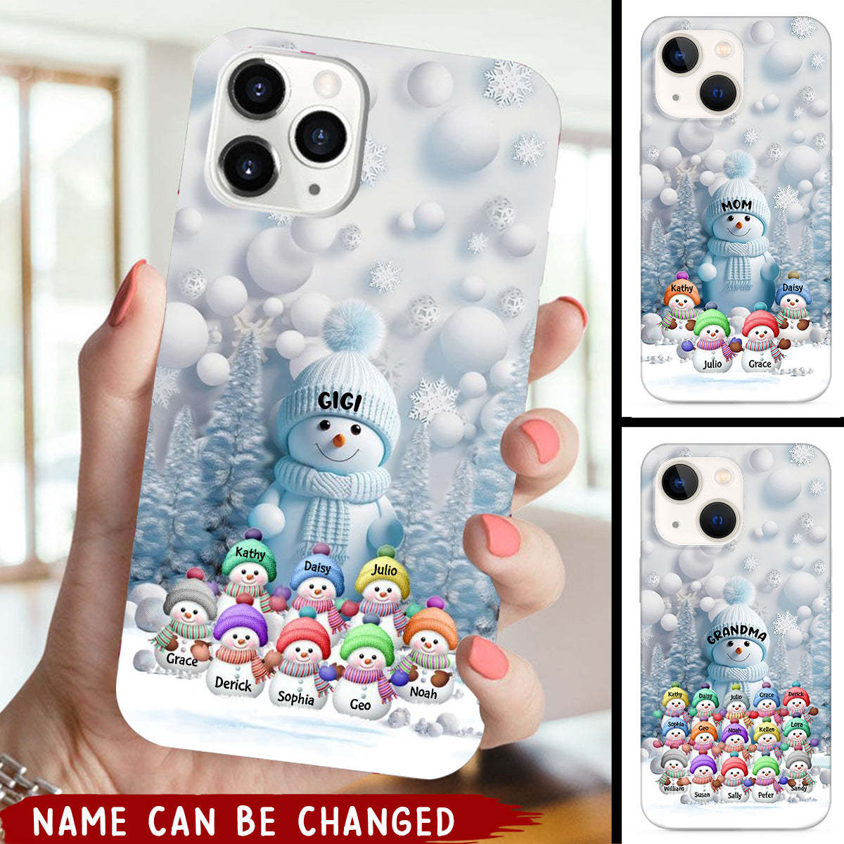 Christmas Blue Vibe Snowman Grandma Mom Colorful Kids  Phone Case
