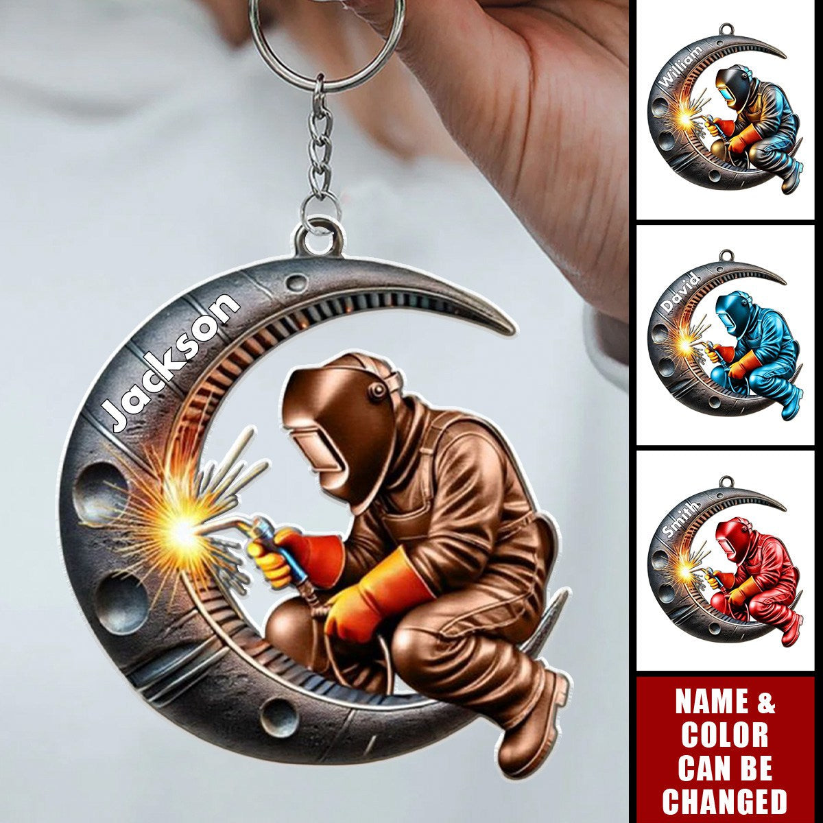 Welding Where Fire Meets Steel  Name Shaped Keychain