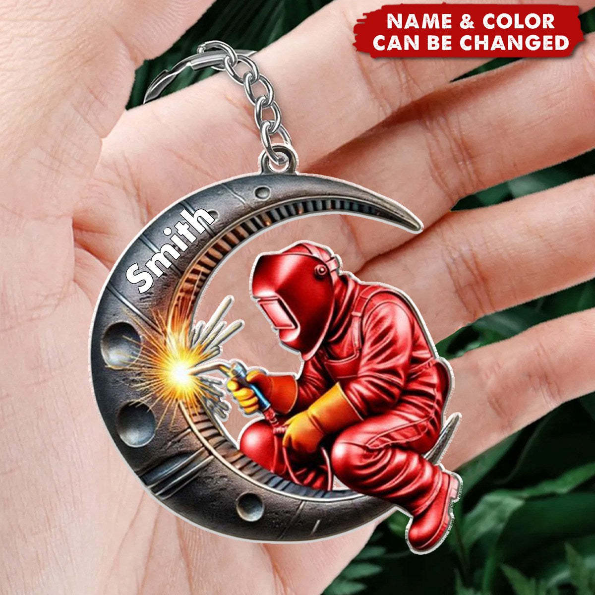 Welding Where Fire Meets Steel  Name Shaped Keychain