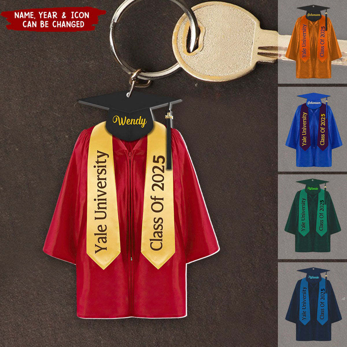 Graduation Robes And Hat For Bachelor, Senior Acrylic Keychain Gift