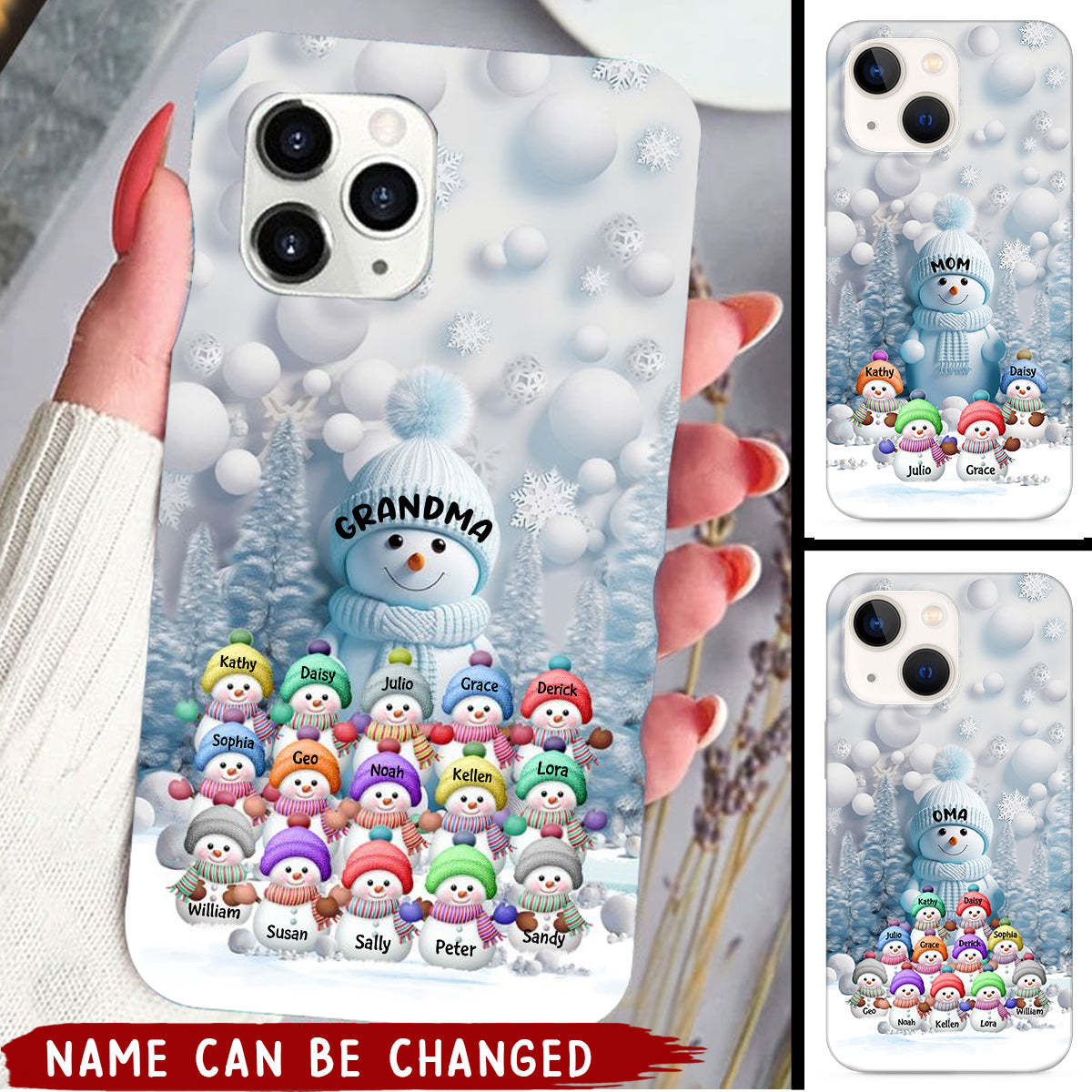 Christmas Blue Vibe Snowman Grandma Mom Colorful Kids  Phone Case