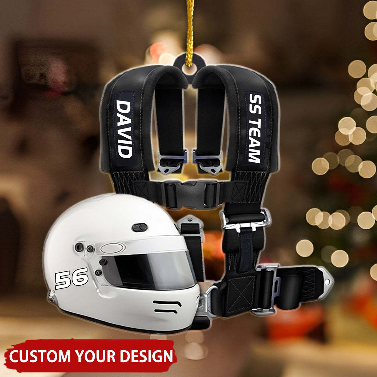 Racing Seat Belt And Helmet  Christmas Ornament