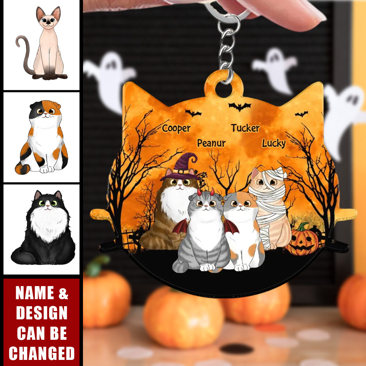 Halloween Cat Face Shaped  Acrylic Keychain