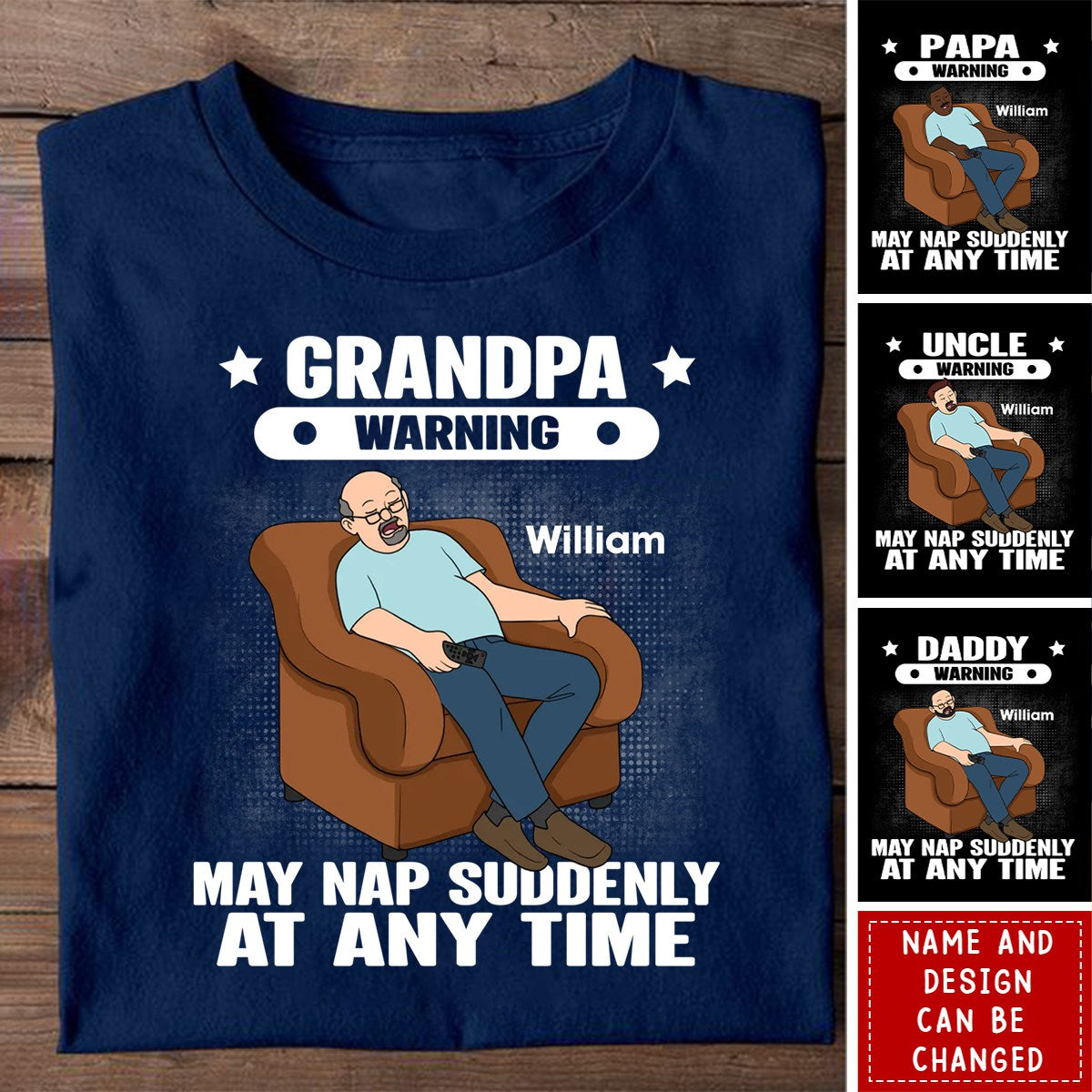 Grandpa Warning May Nap Suddenly At Any Time Funny  T-Shirt
