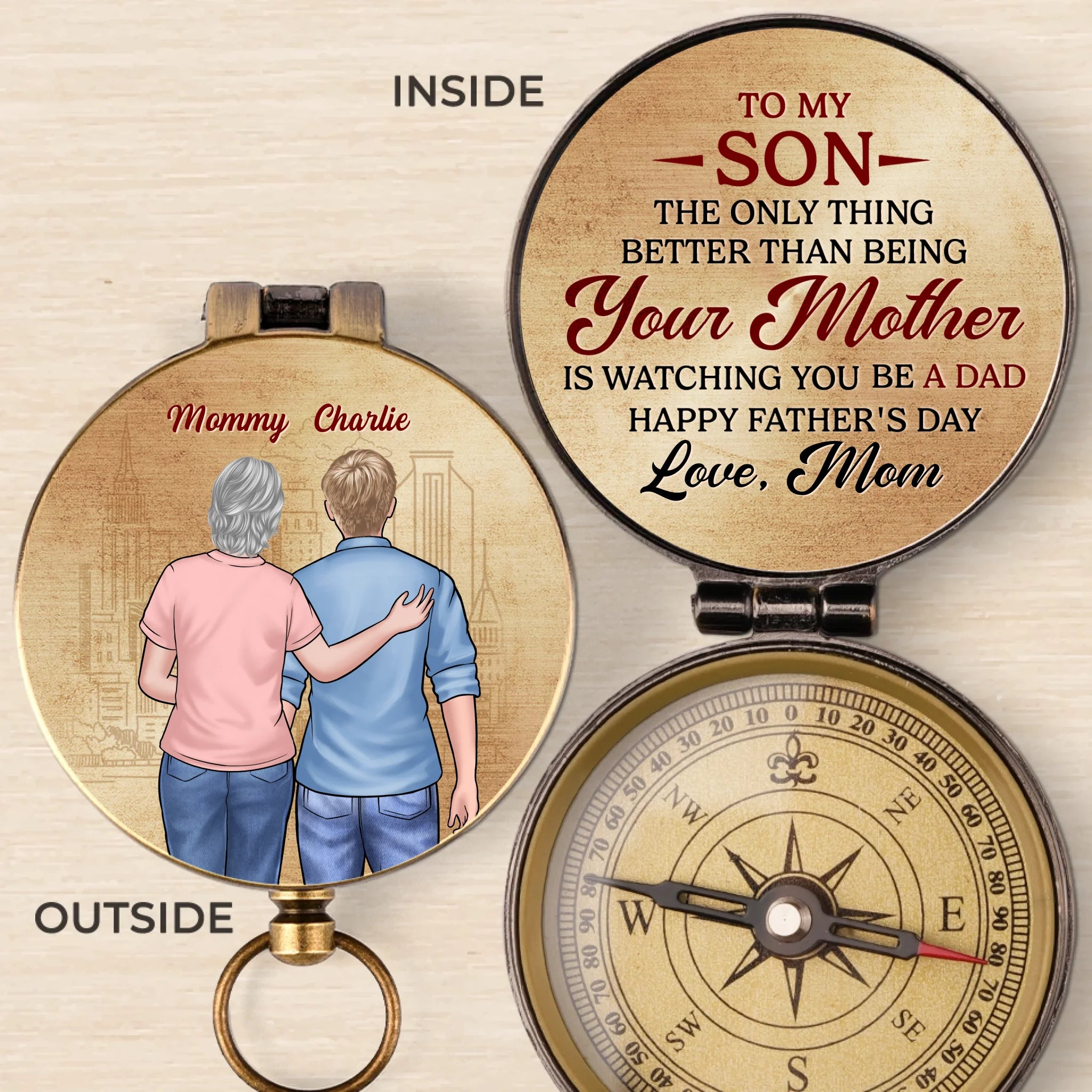 Your Heart, My Home - Family Custom Compass - Father's Day, Gift For Dad, Mom, Son