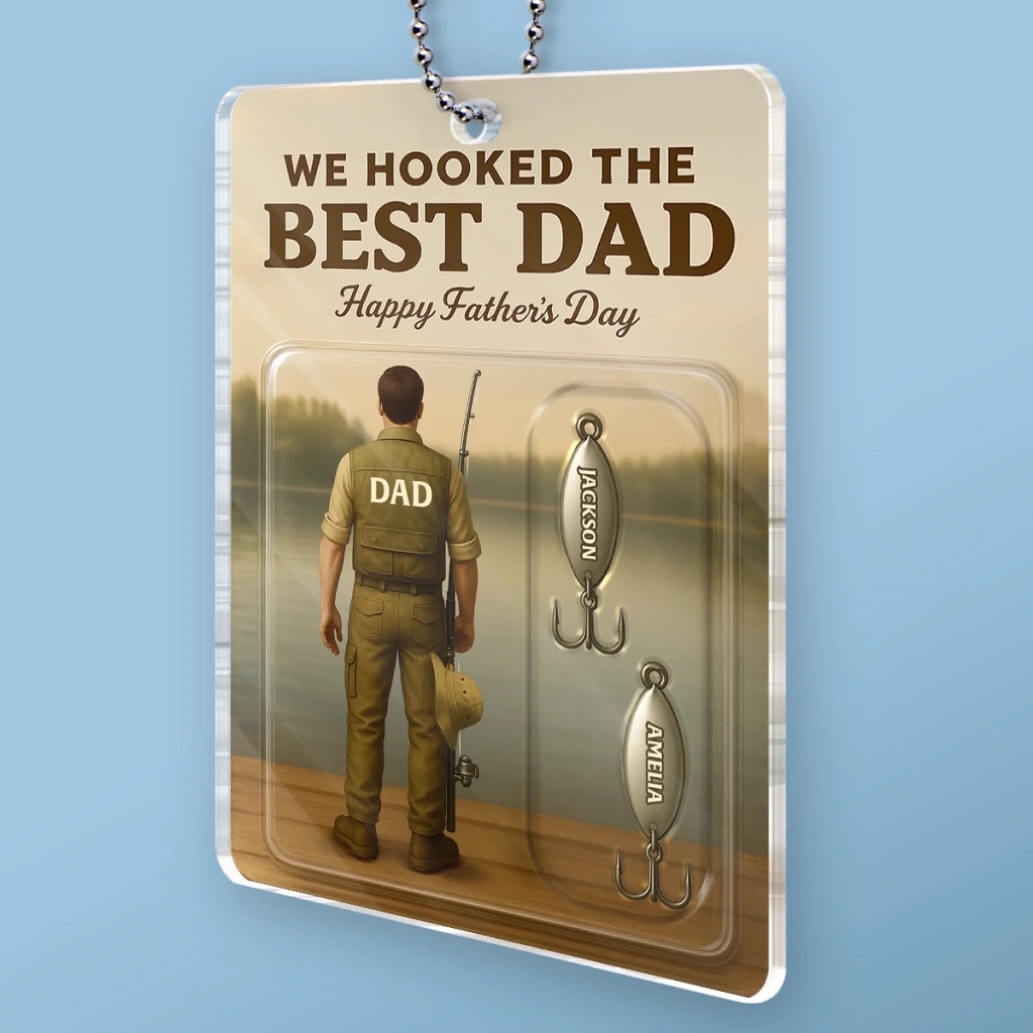 From Our Hooks To Your Heart - Family  Custom Car Ornament - Acrylic Custom Shaped - Father's Day, Gift For Dad, Grandpa, Fishing Lovers, Fishermen