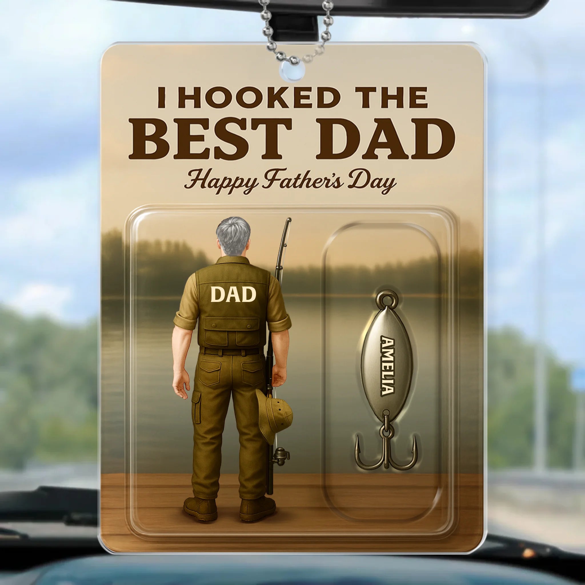 From Our Hooks To Your Heart - Family  Custom Car Ornament - Acrylic Custom Shaped - Father's Day, Gift For Dad, Grandpa, Fishing Lovers, Fishermen