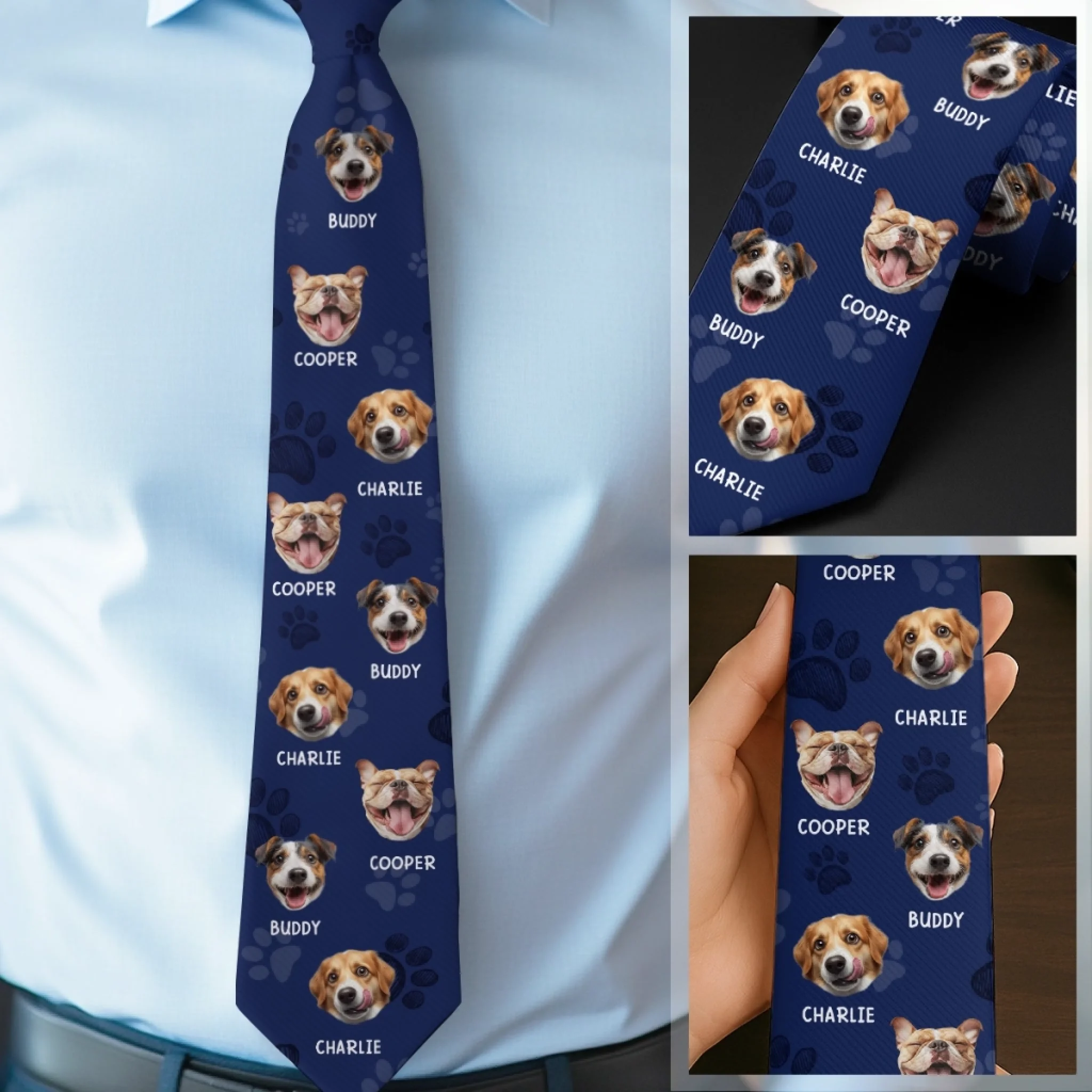  Photo Paws-itively The Best Tie Ever - Dog & Cat  Custom Tie - Father's Day, Gift For Dad, Pet Owners, Pet Lovers