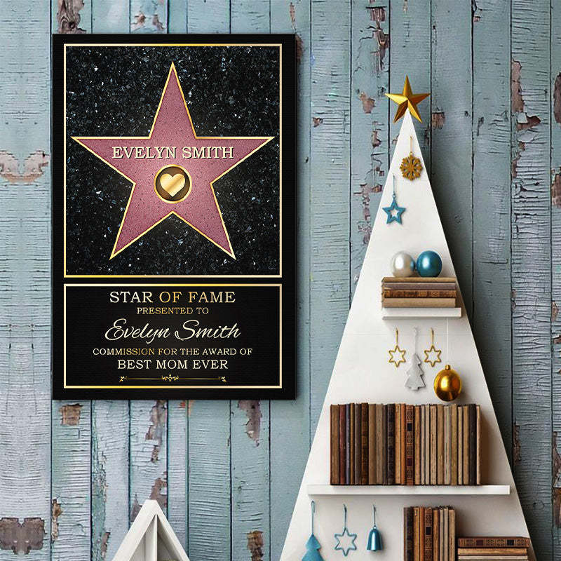 Star Of Fame, Best Mom Of The Year - Family  Custom Vertical Poster - Mother's Day, Birthday Gift For Mom