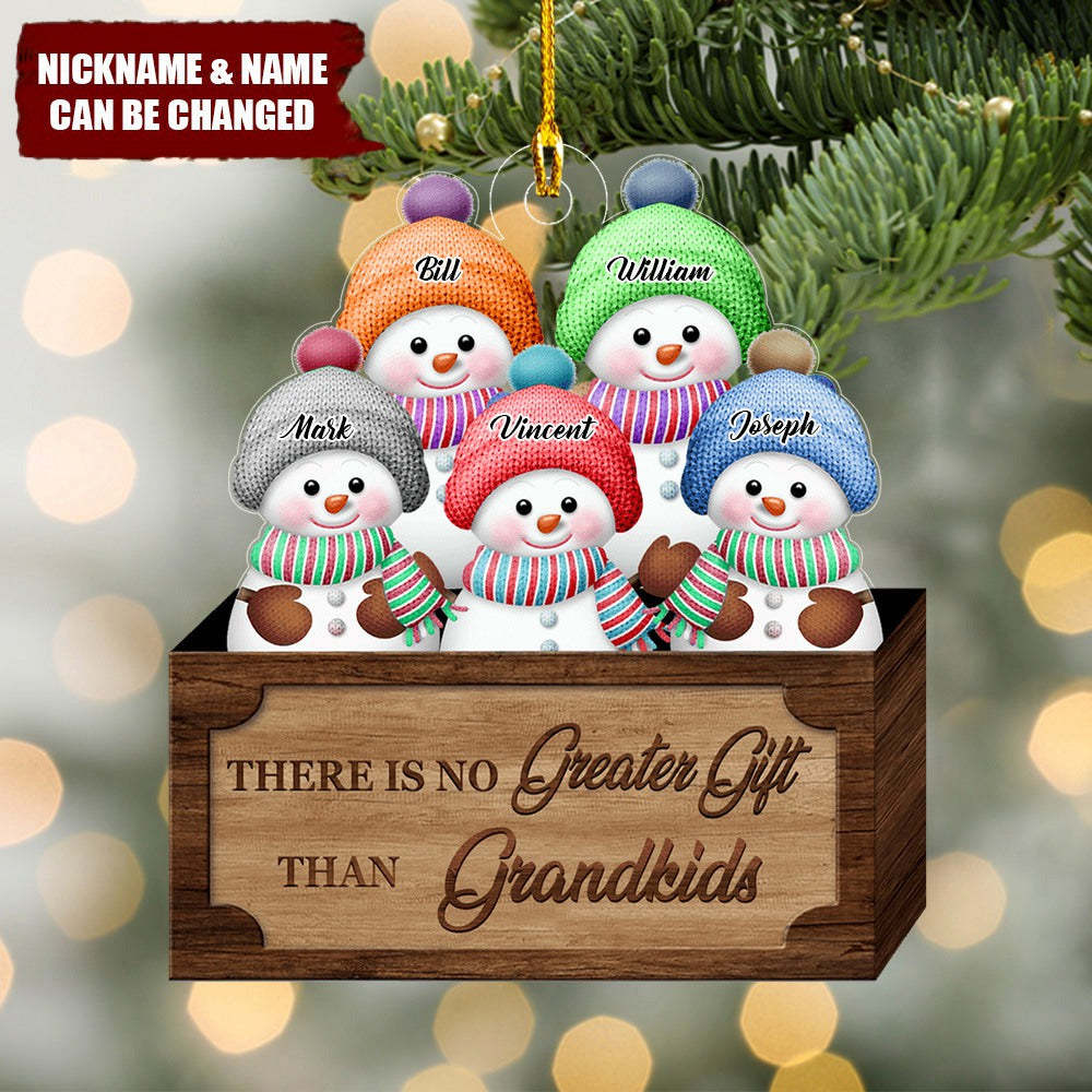 There Is No Greater Gift Than Grandkids - Snowman Custom Ornament