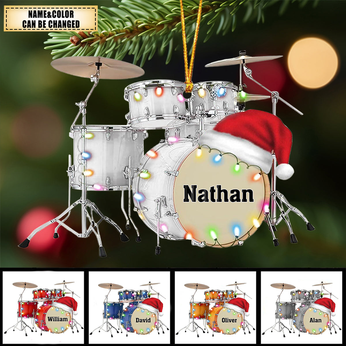  Drum Set Christmas Drummer Playing Acrylic Ornament