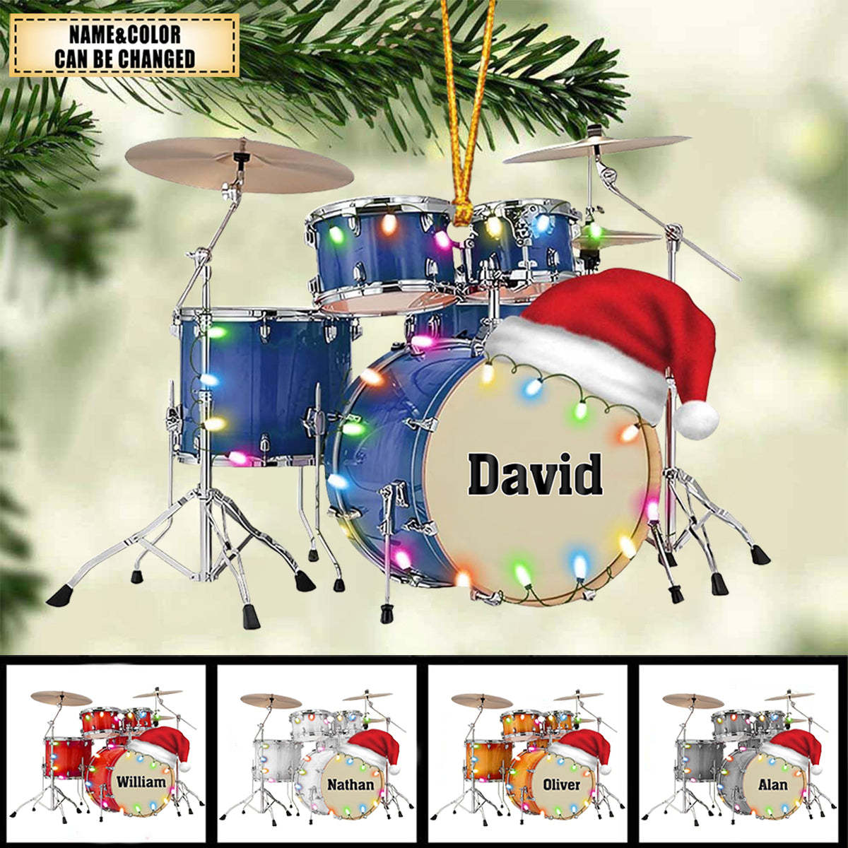  Drum Set Christmas Drummer Playing Acrylic Ornament