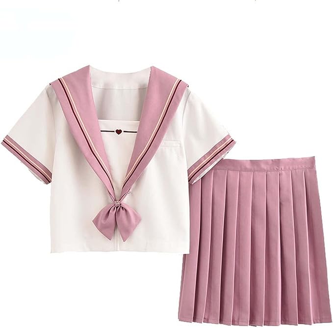 Summer Womens Japanese School Girl JK Skirt Costume,Cosplay Costumes,Mini Plaid Skirt with Bow Tie,Cute Halloween Uniform,Sexy Sailor Shirts Uniform